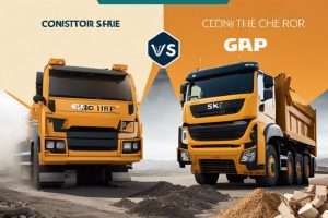 Grab Hire | Two trucks with the words constructor sae vs the ceo of gap.