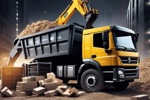 Grab Hire | An image of a dump truck in a city.